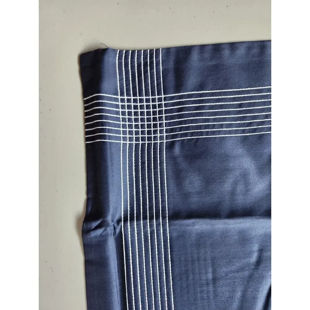 New Frette 2 Pc Set Porto Cotton King Shams Navy Sham Embroidery #02